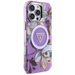 Case Guess Glitter Flowers Triangle Buttons MagSafe for iPhone 16 Pro Max purple - imagine 4