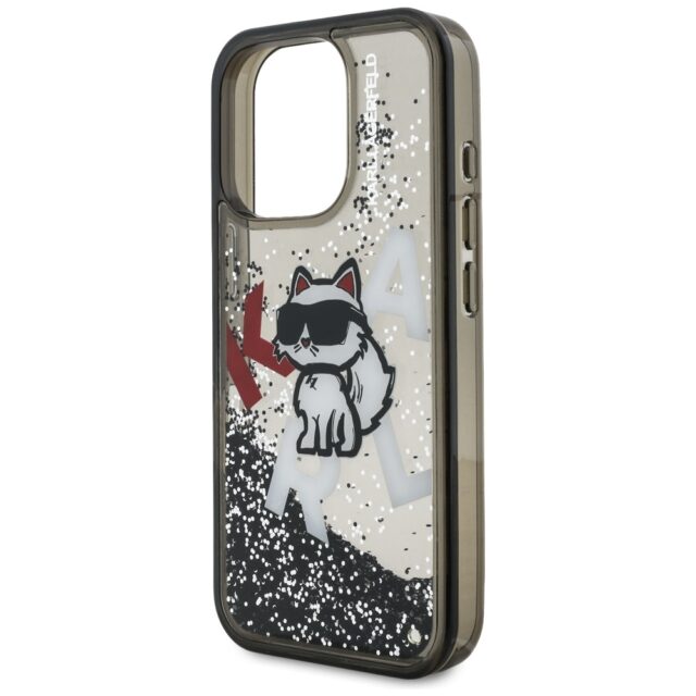 Case Karl Lagerfeld Liquid Glitter       Choupette Logo MagSafe for iPhone 16 Pro black - imagine 6