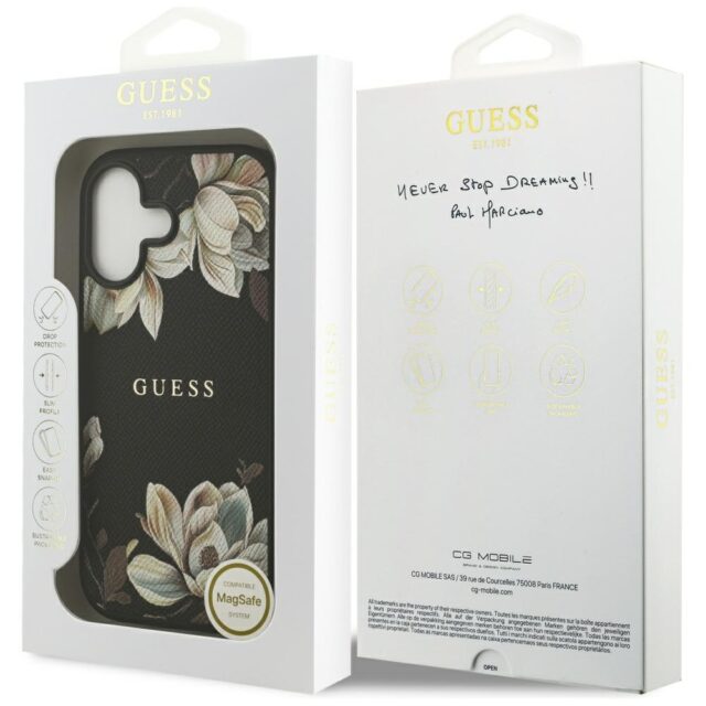 Guess Grained Flowers Classic Logo MagSafe case for iPhone 17 black - imagine 8