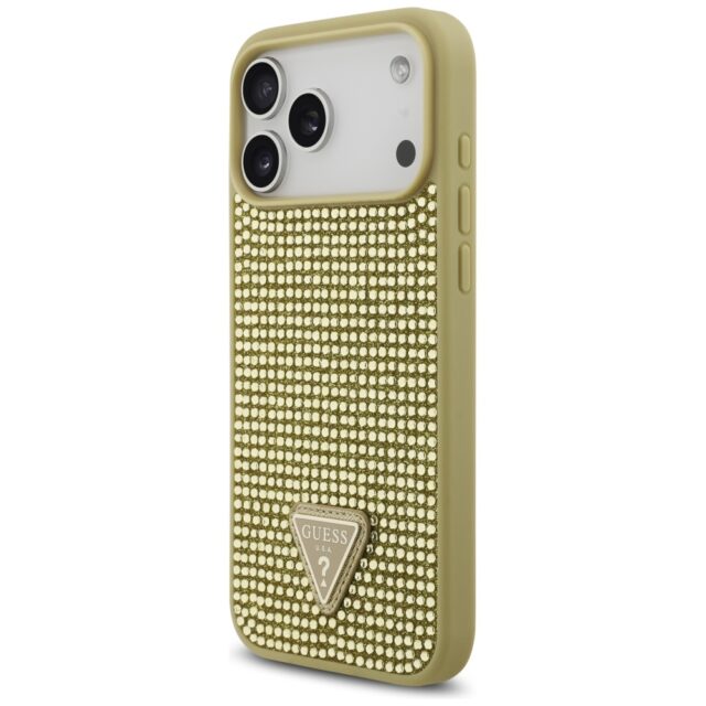 Case Guess Rhinestone Triangle Logo for   iPhone 17 Pro Max gold - imagine 2