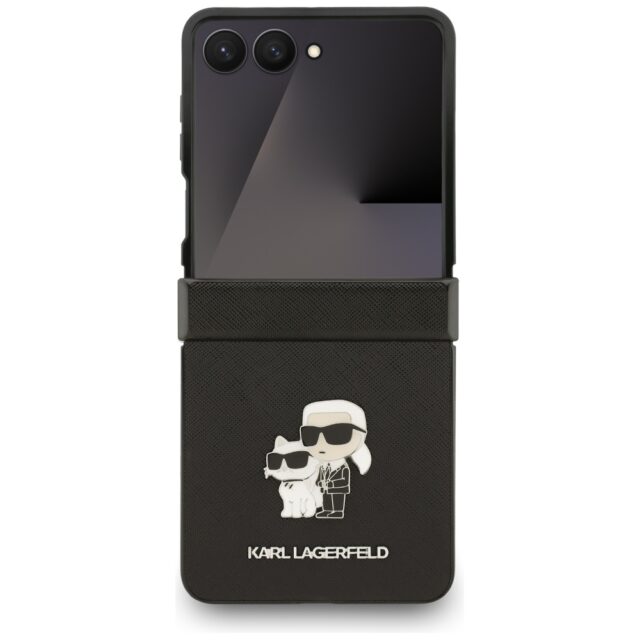 Karl Lagerfeld Saffiano Karl&Choupette Pin Case for Samsung Galaxy Z Flip7 Black - imagine 2