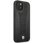 Case BMW BMHCP13MRPSLK iPhone 13 / 14 / 15 6.1" black hardcase Leather Debossed Lines - imagine 4