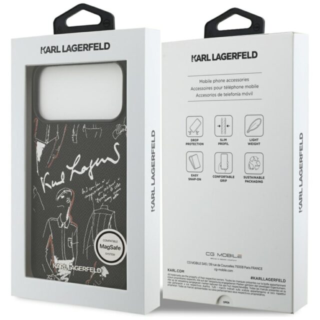 Karl Lagerfeld Grained Pattern & Logo MagSafe Case for iPhone 17 Pro Max Black - imagine 8