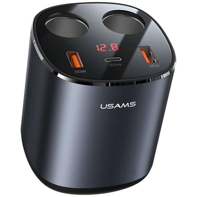 USAMS Car Splitter 2xUSB-A / 1xUSB-C C28 245W grey CC151TC01 (US-CC151) - imagine 2