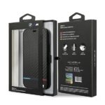 BMW BMBKP13LPUCARTCBK case iPhone 13 Pro / 13 6.1" black bookcase M Collection PU Carbon Strip - imagine 6