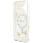 Case Guess Resin Flowers Glitter MagSafe for iPhone 16 beige - imagine 7