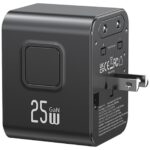 Travel Charger Adapter USAMS CC309 2xUSB-C 25W 4in1 US/AU/EU/UK black - imagine 3