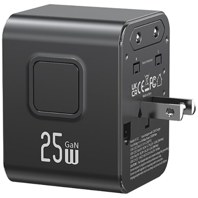Travel Charger Adapter USAMS CC309 2xUSB-C 25W 4in1 US/AU/EU/UK black - imagine 3