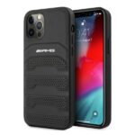 AMG AMHCP12LGSEBK iPhone 12 Pro Max 6,7" black hardcase Leather Debossed Lines