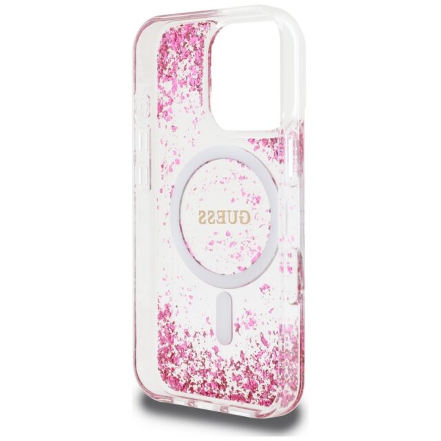 Guess HC Resin Bottom Glitter Case for iPhone 16 Pro Max MagSafe Pink - imagine 7