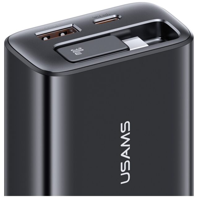 Wall charger USAMS Xiang Series CC296 30W 1xUSB-C 1xUSB-A + USB-C cable white - imagine 3