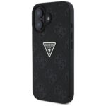 Case Guess Hot Stamp 4G Pattern Triangle Metal Logo for iPhone 16 black - imagine 2