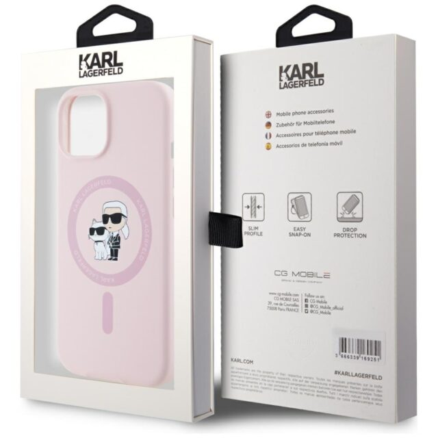 Case Karl Lagerfeld Silicone Karl&Choupette MagSafe for iPhone 15 pink - imagine 8