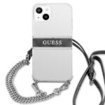 Guess GUHCP13MKC4GBSI iPhone 13 / 14 / 15 6,1" Transparent hardcase 4G Grey Strap Silver Chain - imagine 3