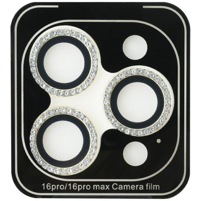 Camera lens glass Guess Rhinestone for iPhone 16 Pro / 16 Pro Max gold - imagine 2
