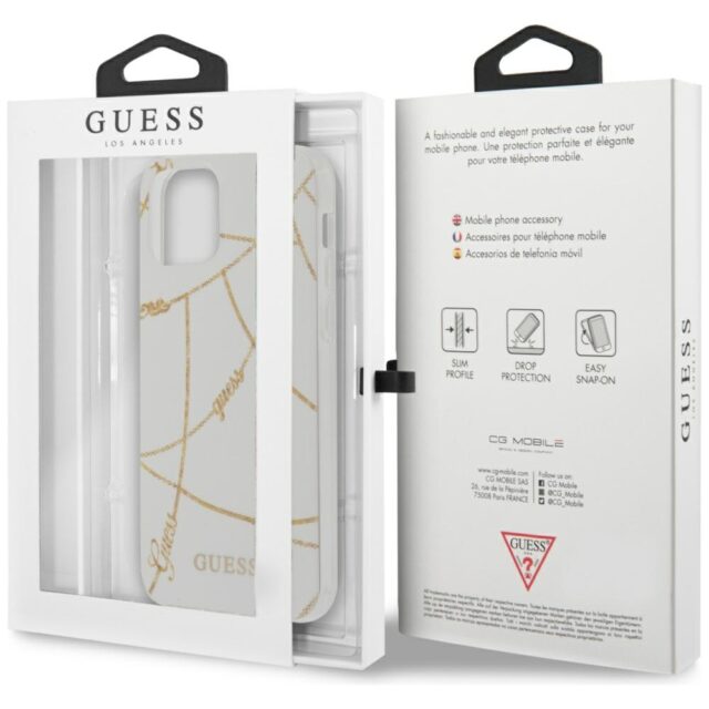 Guess GUHCP12SPCUCHWH iPhone 12 mini 5,4" white hardcase Gold Chain Collection - imagine 10
