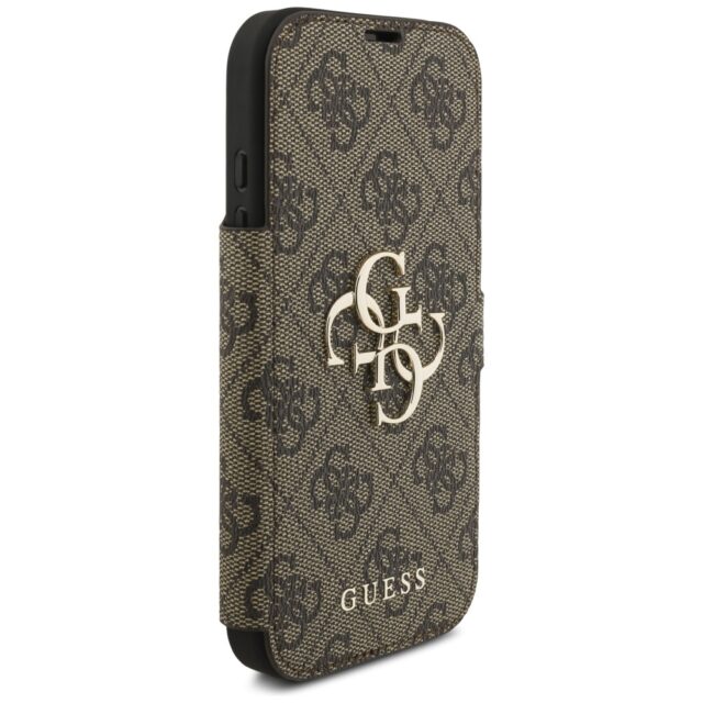 Guess Book 4G Metal Logo Case for iPhone 17 Pro Brown - imagine 4