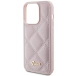 Guess GUHCP15XPSQSQSP iPhone 15 Pro Max 6.7" pink hardcase Quilted Metal Logo - imagine 6
