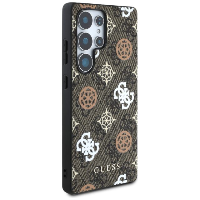 Case Guess 4G Printed Colored Peony Pattern MagSafe to Samsung Galaxy S25 Ultra brown - imagine 4