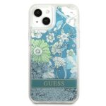 Guess GUHCP13SLFLSN iPhone 13 mini 5,4" green hardcase Flower Liquid Glitter - imagine 3