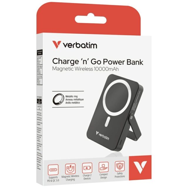 Powerbank Verbatim Charge n Go 10000mAh with stand Magnetic Wireless black 32264 - imagine 8