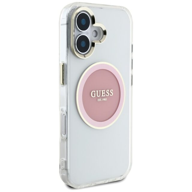 Case Guess IML Metal Colored Circle Classic Logo MagSafe for iPhone 16 pink - imagine 4