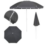 Foldable Beach Umbrella Black Forest, 1.8m Grey