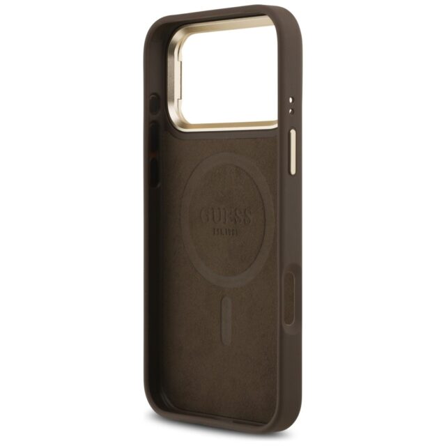 Case Guess 4G PU Triangle Logo & Stand Camera Magsafe for iPhone 17 Pro Max brown - imagine 7