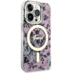 Guess GUHMP14XHCFWSP iPhone 14 Pro Max 6.7" pink hardcase Flower MagSafe - imagine 4