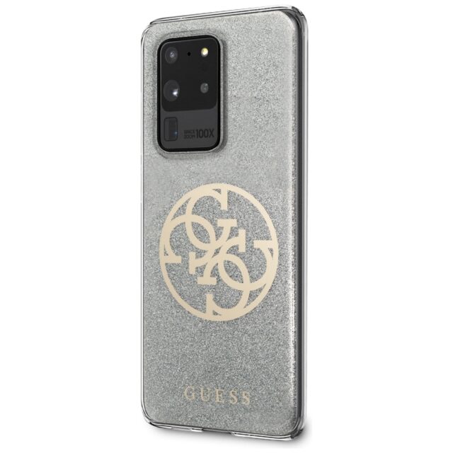 Guess GUHCS69PCUGLLG S20 Ultra G988 light grey hard case Glitter 4G Circle Logo - imagine 2