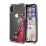 Guess GUHCPXGLUFLRA iPhone X Raspberry hard case Glitter Liquid