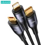 USAMS Braided cable U83 3in1 100W 1.2mDigital Display PD Fast Charge (lightning/microUSB/USB-C) SJ60 - imagine 3