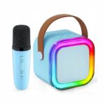 Extralink Kids Mini Karaoke LED Speaker 1x Mic Blue | Karaoke Set | speaker, 1x microphone, Bluetooth, AUX, SD card slot, RGB lighting