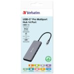 Verbatim Adapter Hub USB-C - 2xHDMI/VGA/Eternet/5xUSB-A/Jack 3.5mm/2xUSB-C/SD/microSD aluminum 32154 - imagine 5
