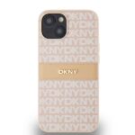 DKNY DKHCP14SPRTHSLP iPhone 14 / 15 / 13 6.1 inch pink hardcase Leather Mono Stripe & Metal Logo - imagine 3
