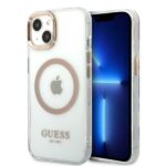 Guess GUHMP13MHTRMD iPhone 13 / 14 / 15 6.1" gold hard case Metal Outline Magsafe