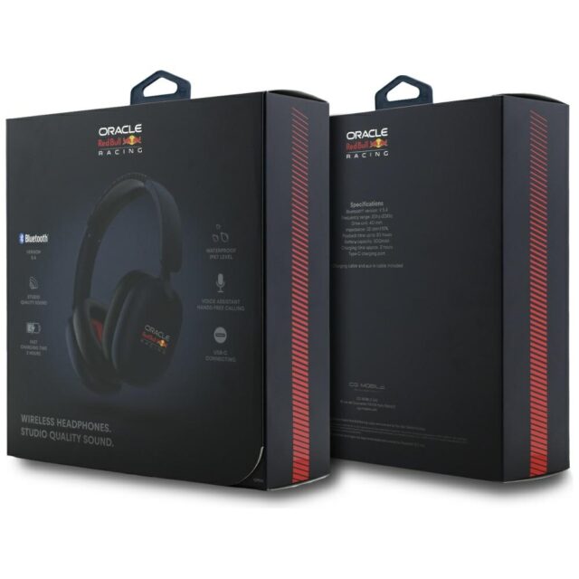 Red Bull Bluetooth Over-Ear Headphones Printed Logo Navy Blue - imagine 5