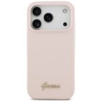Case Guess Silicone Script Metal Logo MagSafe for iPhone 17 Pro pink - imagine 3