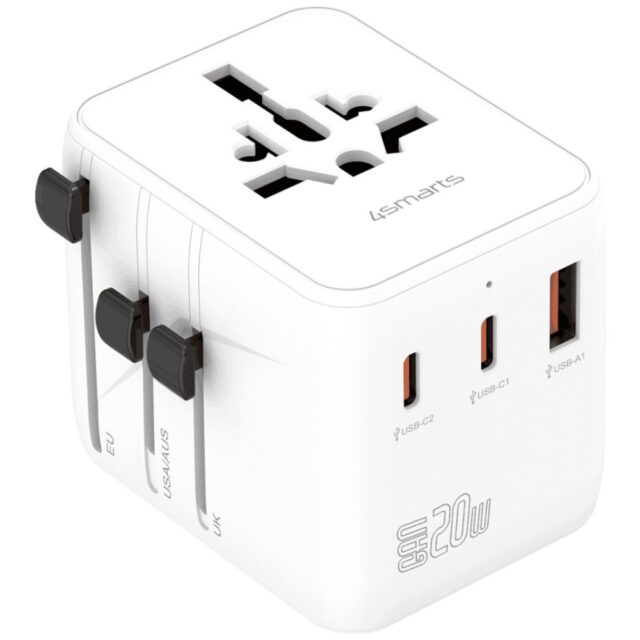 Travel adapter 4smarts Nomad GaN 20W 2C+1A white - imagine 2