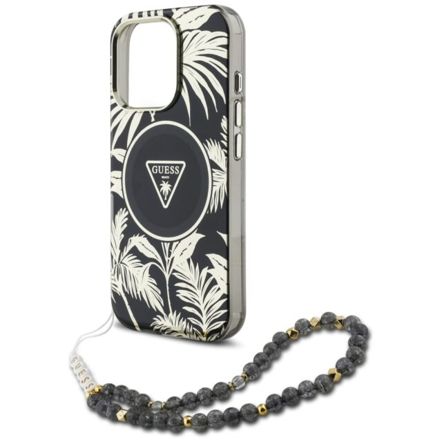 Case Guess Palm Trees Triangle Pearl Strap MagSafe for iPhone 16  Pro Max black - imagine 5