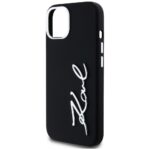 Case Karl Lagerfeld Silicone Metal Script Logo for iPhone 15 black - imagine 6