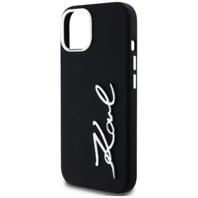 Case Karl Lagerfeld Silicone Metal Script Logo for iPhone 15 black - imagine 6