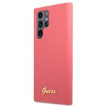 Guess GUHCS22LLSLMGFU S22 Ultra S908 fuchsia hardcase Silicone Script Metal Logo - imagine 2