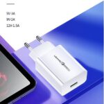 USAMS wall charger 1xUSB T22 18W 3A QC3.0 + USB-C cable 1m white (T48) T48OCLN01 - imagine 3