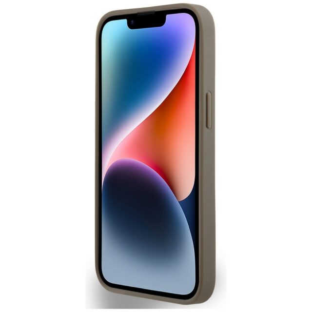 DKNY DKHMP15SPSOSPW iPhone 15 / 14 / 13 6.1 inch brown hardcase Leather Printed Pattern Metal Logo M - imagine 4