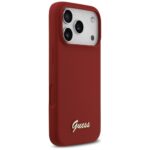 Case Guess Silicone Script Metal Logo MagSafe for iPhone 17 Pro magenta - imagine 4