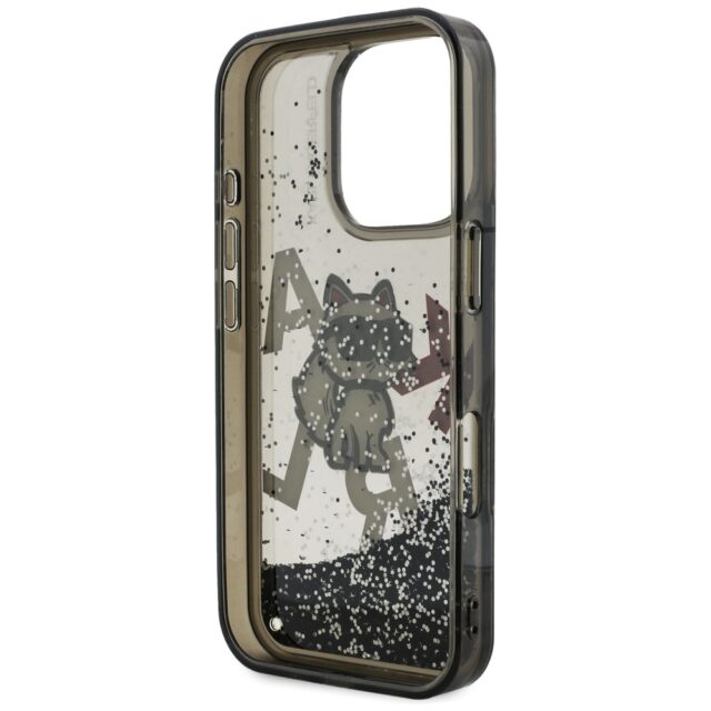 Case Karl Lagerfeld Liquid Glitter       Choupette Logo MagSafe for iPhone 16 Pro Max black - imagine 7