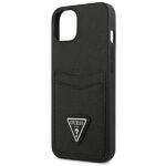 Guess GUHCP13SPSATPK iPhone 13 mini 5,4" black hardcase SaffianoTriangle Logo Cardslot - imagine 6