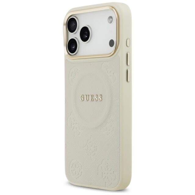 Case Guess Peony Hot Stamp MagSafe for iPhone 17 Pro Max beige - imagine 2