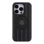 Mercedes MEHMP15L23RHSK iPhone 15 Pro 6.1" Black Hardcase Stripes Pattern Leather MagSafe - imagine 3